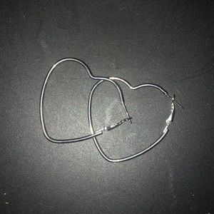 ADORABLE Heart Shaped Silver Hoops
